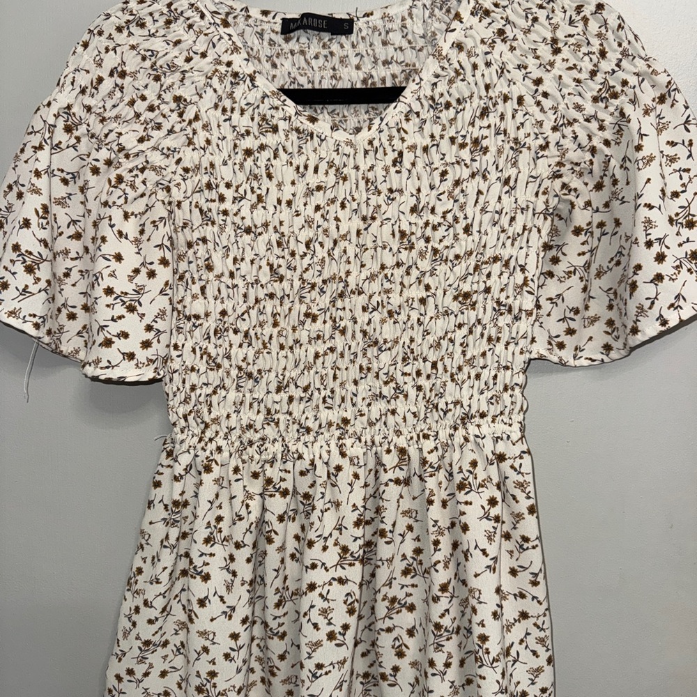 a new day White Floral Smocked Blouse